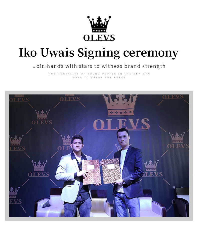 OLEVS Orologio da uomo al quarzo originale Orologio da uomo di lusso con calendario aziendale alla moda in acciaio inossidabile Orologio da specchio a forma impermeabile