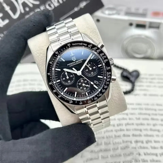 PAGANI DESIGN 500 Orologio da Uomo di Lusso con Cronografo Sportivo, Quadrante Tondo, Vetro Zaffiro AR, Movimento Giapponese, Acciaio 316L, Luminoso
