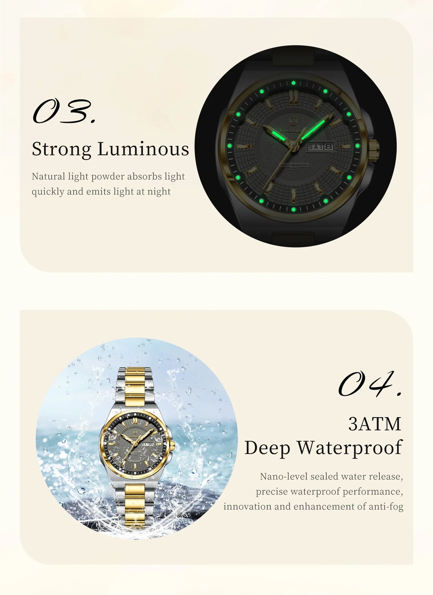 Orologio da Donna POEDAGAR Elegante con Data e Giorno della Settimana, Movimento al Quarzo, Acciaio Inossidabile, Luminoso e Impermeabile