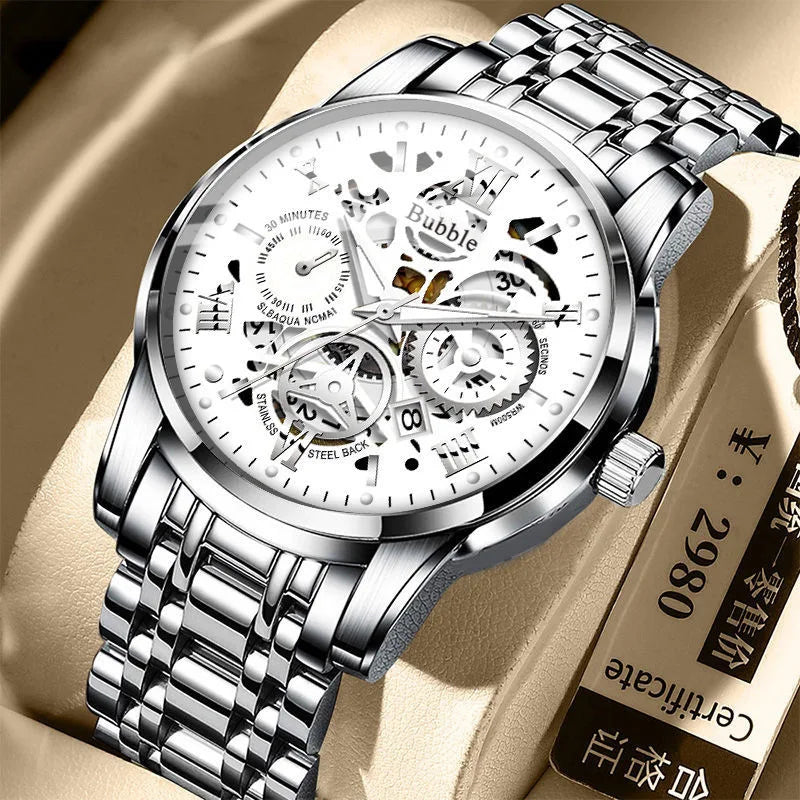 Orologio UTHAI da uomo Orologio da polso al quarzo versatile di lusso leggero e di fascia alta alla moda Orologio da uomo vuoto romano impermeabile