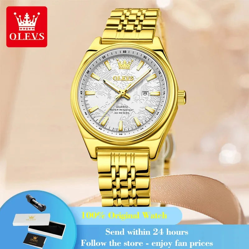 OLEVS 3703 Orologio da donna Orologio al quarzo con calendario di lusso Orologio da polso da donna impermeabile con specchio ad alta durezza 30M