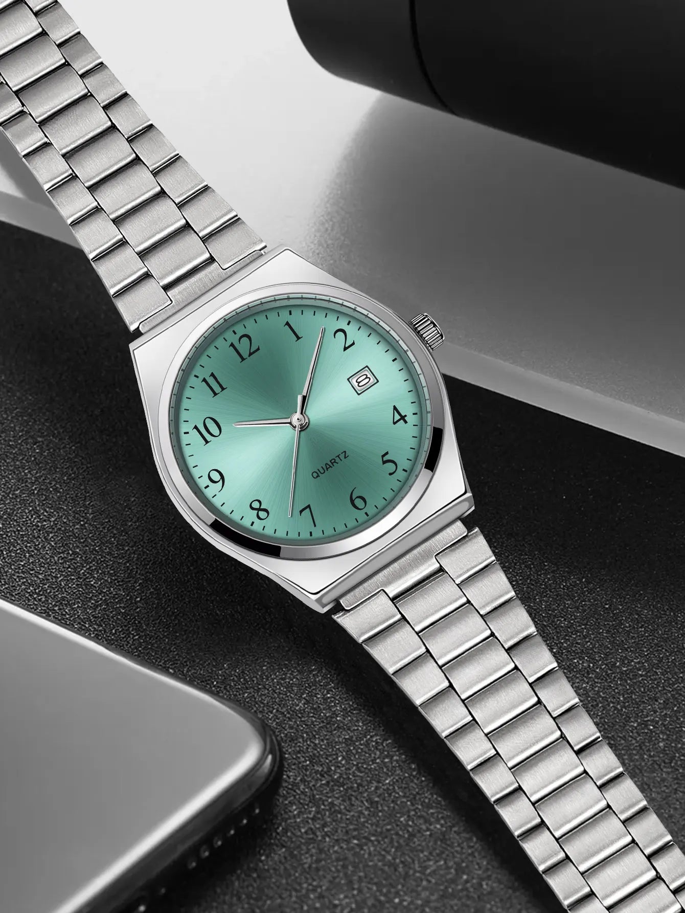 LUCKY FOX - Orologio da polso elegante e minimalista in acciaio inossidabile con quadrante nero - Cronometraggio preciso per tutti i giorni
