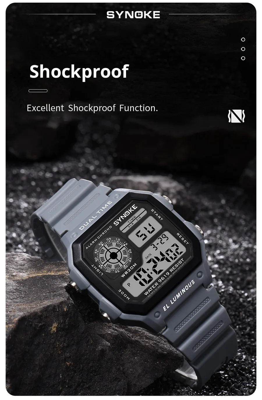 SYNOKE Military Digital Watches Men Sports cronografo luminoso impermeabile maschile orologi da polso elettronici Relogio Masculino
