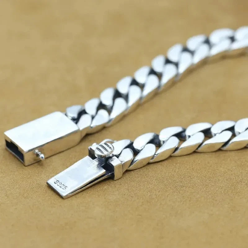 100% S925 Collana in argento sterling Bracciale Punk S925 Gioielli in argento Non sbiadisce mai Carry certificato Uomo Donna Gioielli Regali
