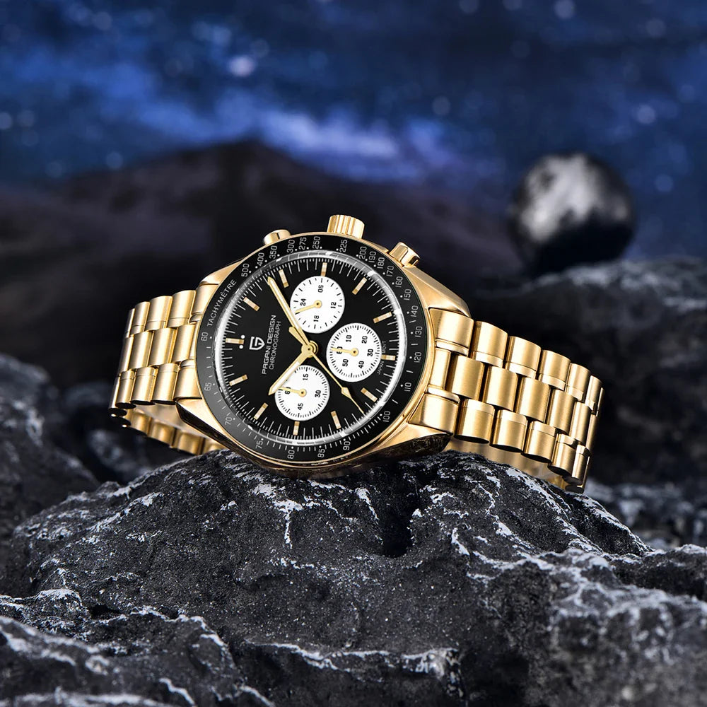 Nuovo Orologio da Uomo PAGANI DESIGN Golden Moon 2026, Orologio al Quarzo di Lusso, Cronografo Sportivo, Vetro Zaffiro AR, Impermeabile, Regalo
