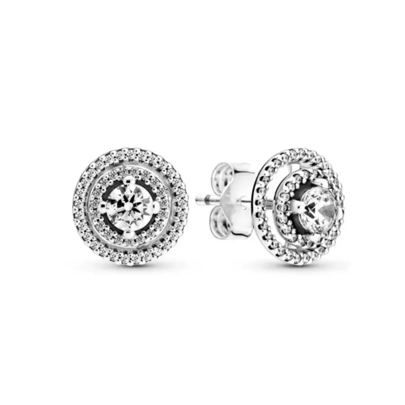 2025 Orecchini a cerchio in cristallo per le donne Orecchini gioielli Farfalla rosa Bule Moon Star Orecchini originali in argento sterling 925