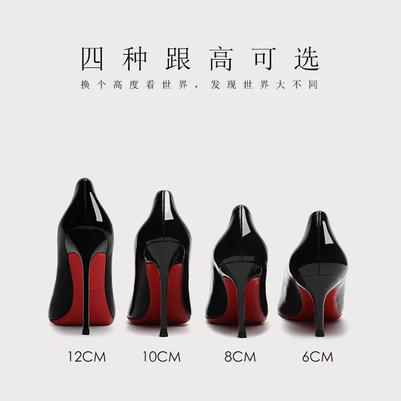 2025 New High Heels Women's Thin Heel French Sexy Leopard Pattern Internet Red Single Shoe 12CM Large Widening Thin Heel