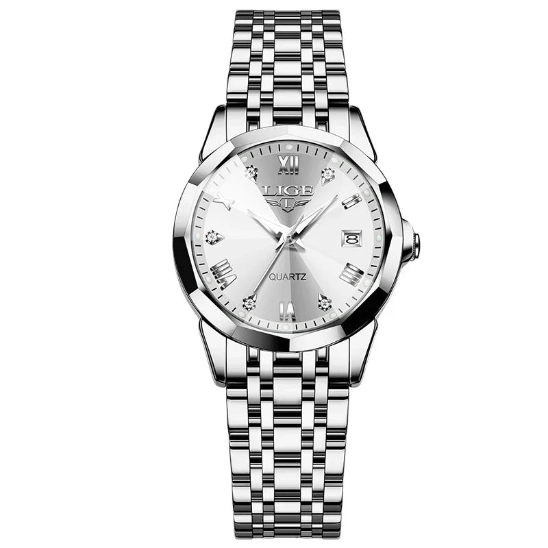 LIGE Orologio al Quarzo di Lusso per Donna, Elegante Bracciale Luminoso e Impermeabile, Regalo Ideale