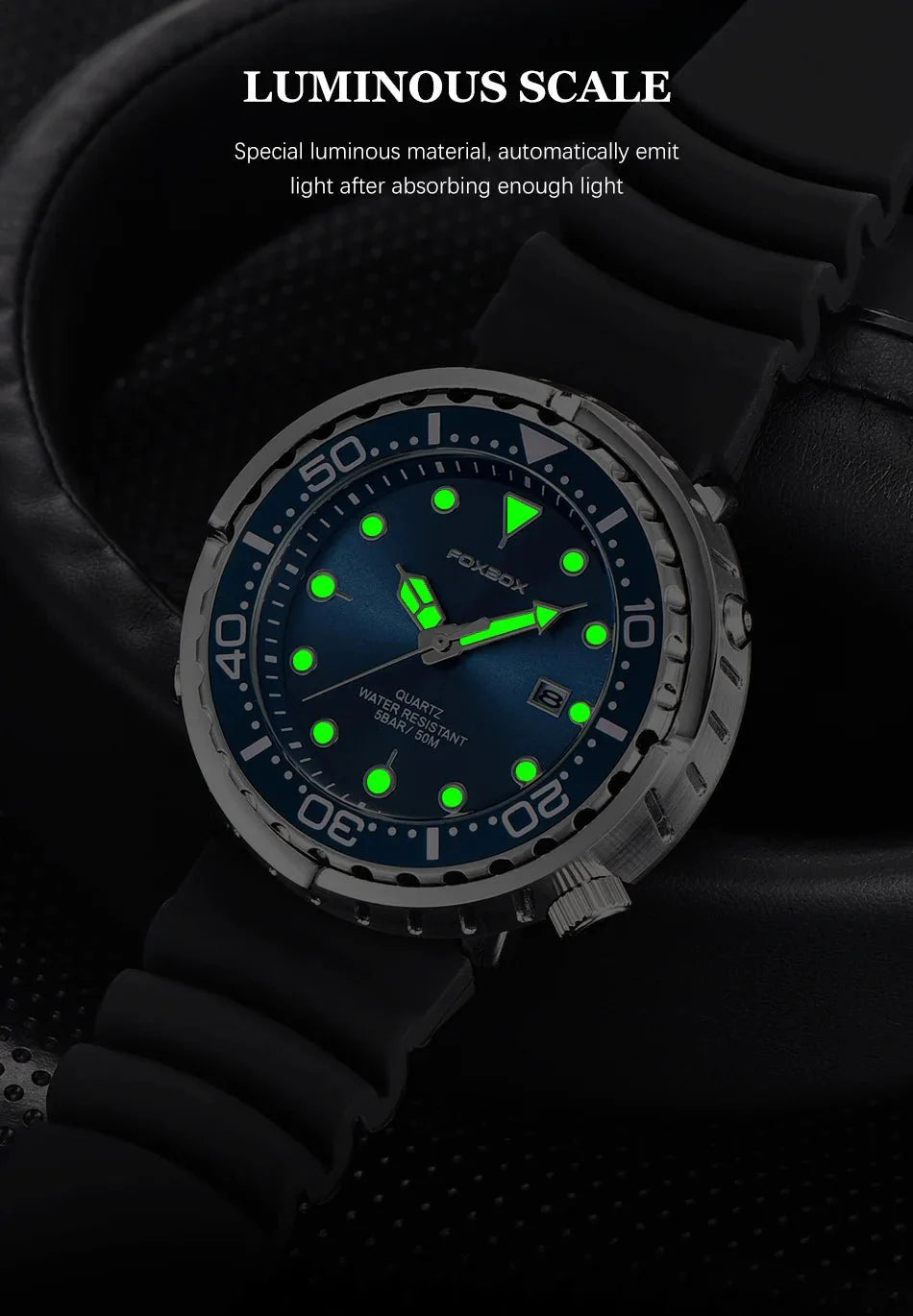 FOXBOX Top Brand Fashion Diver Watch Men 50ATM Waterproof Date Clock orologi sportivi orologio da polso al quarzo da uomo Relogio Masculino