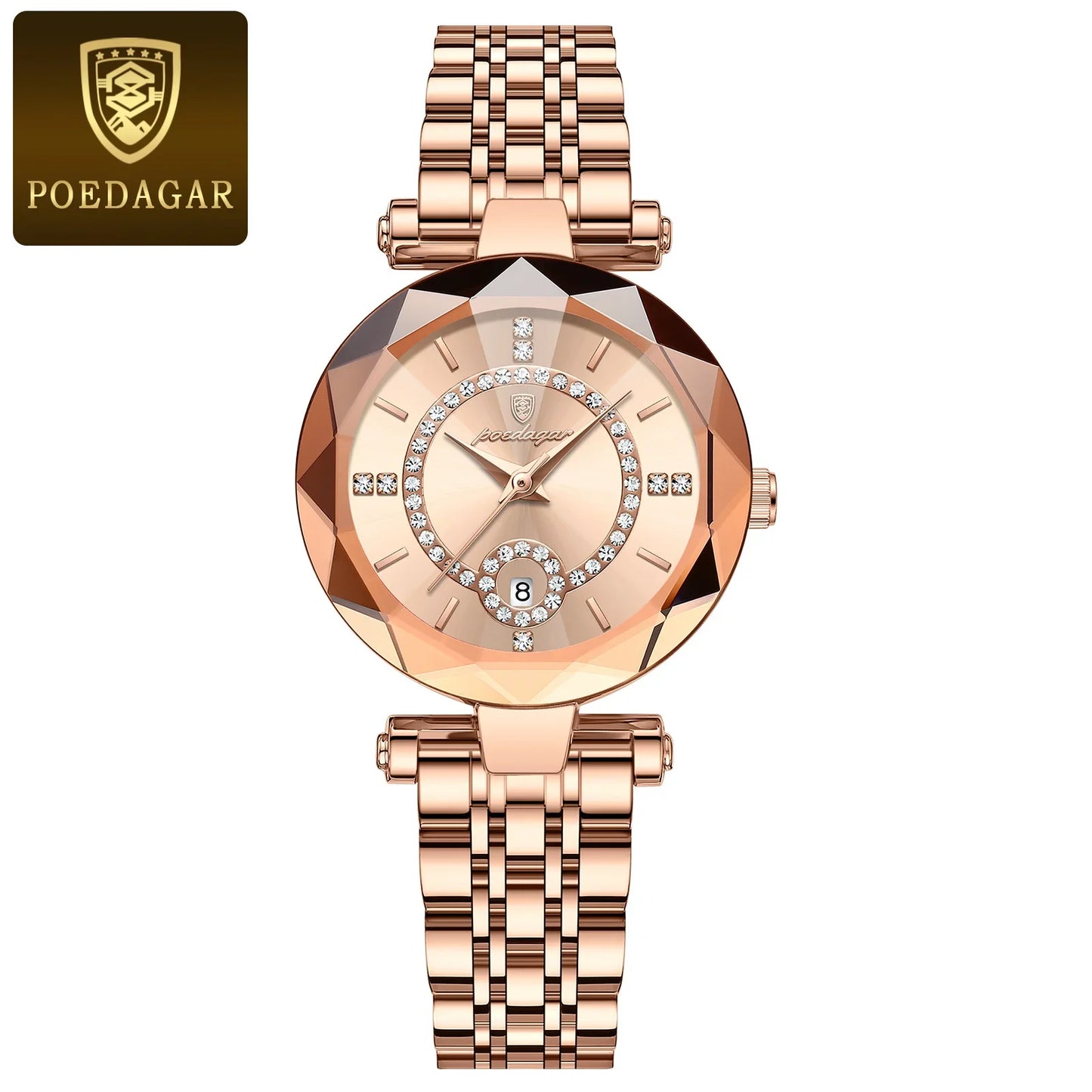 POEDAGAR Orologio da polso originale alla moda per donna Orologio da donna al quarzo con data in acciaio inossidabile impermeabile Orologi da donna casual di lusso