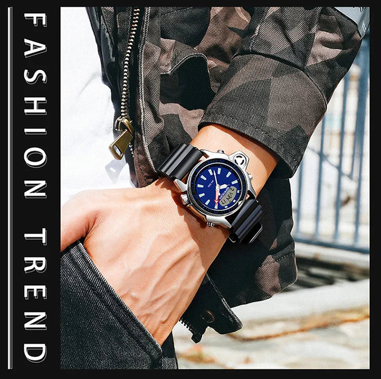 SANDA Sport orologio digitale al quarzo da uomo orologi subacquei creativi orologio da uomo con allarme impermeabile orologio con doppio Display Relogio Masculino