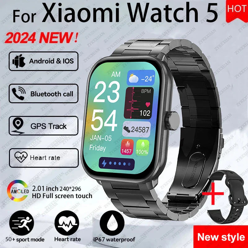 Per Xiaomi Watch 5 Smart Watch da uomo HD AMOLED schermo frequenza cardiaca chiamate Bluetooth localizzazione GPS Smartwatch sportivo impermeabile da donna