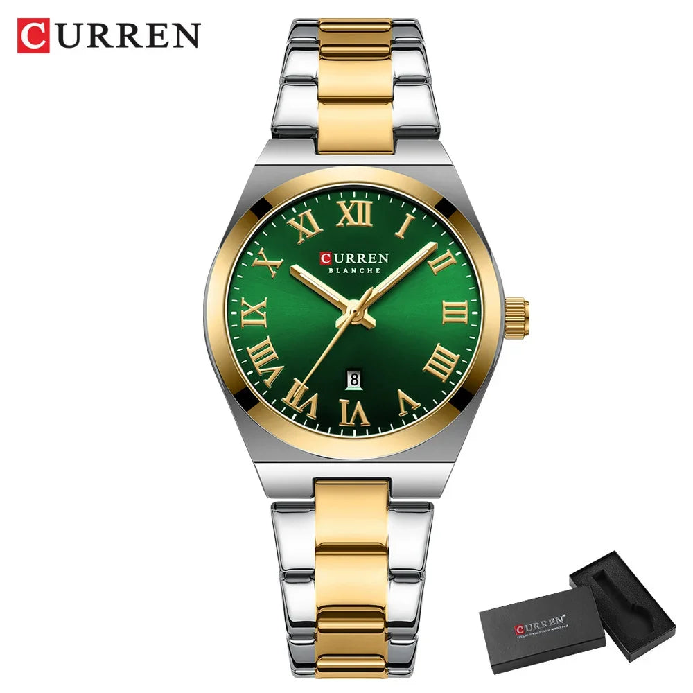 CURREN Orologio da donna, Orologi da donna, Orologi da donna, Abito alla moda impermeabile Bracciale in acciaio inossidabile Orologi analogici Data