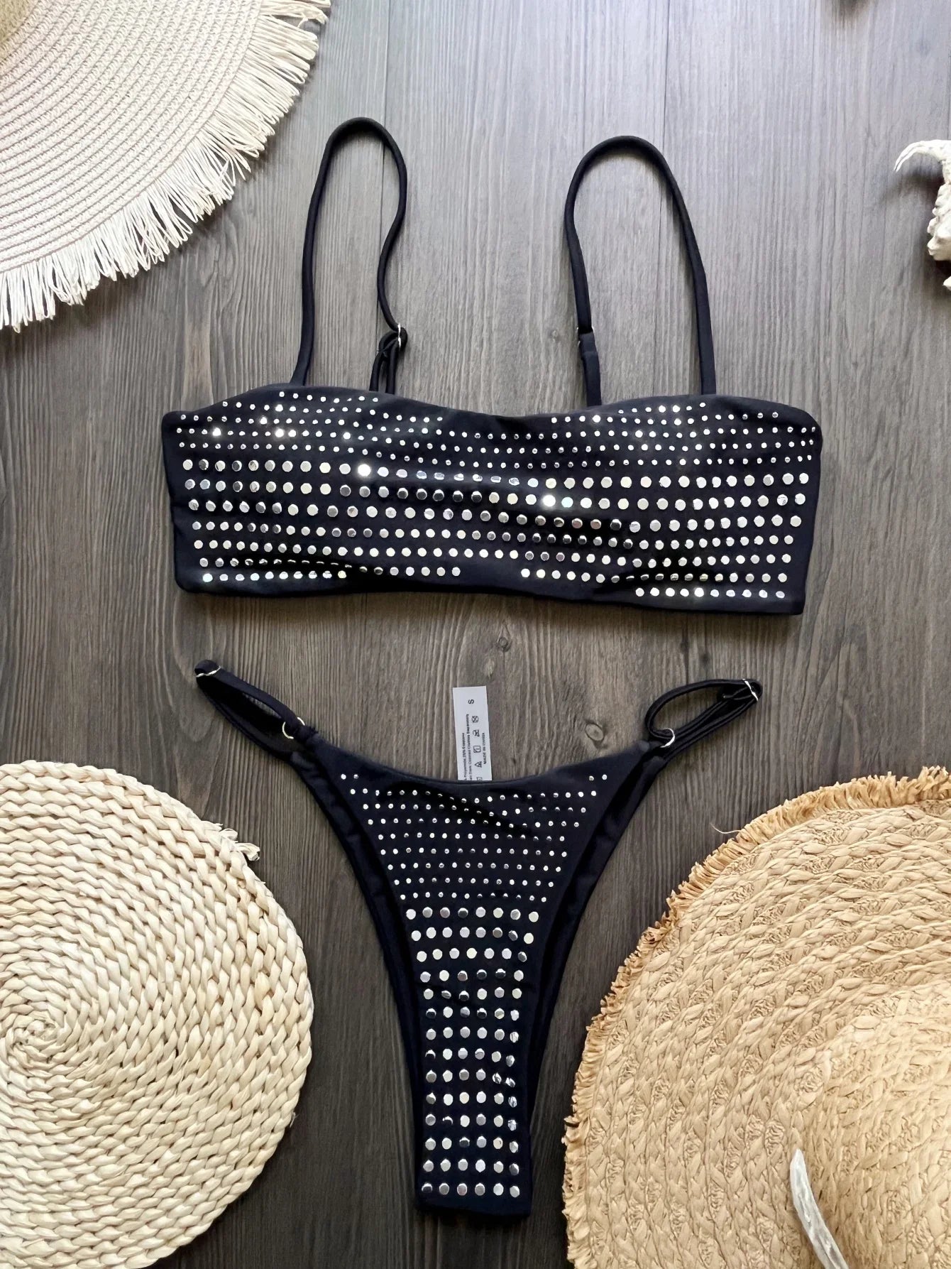 2025 Diamante Bikini Donne Sexy Costume Da Bagno A Fascia Biquini Push Up Costumi Da Bagno Femminile Lucido Costumi da Bagno Floreale Tuta Beachwear