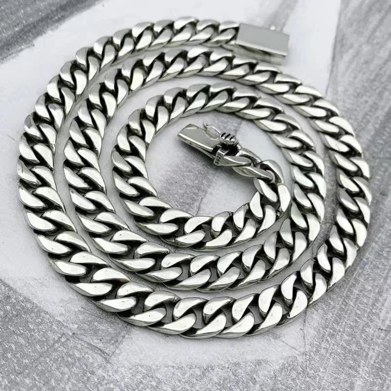 100% S925 Collana in argento sterling Bracciale Punk S925 Gioielli in argento Non sbiadisce mai Carry certificato Uomo Donna Gioielli Regali
