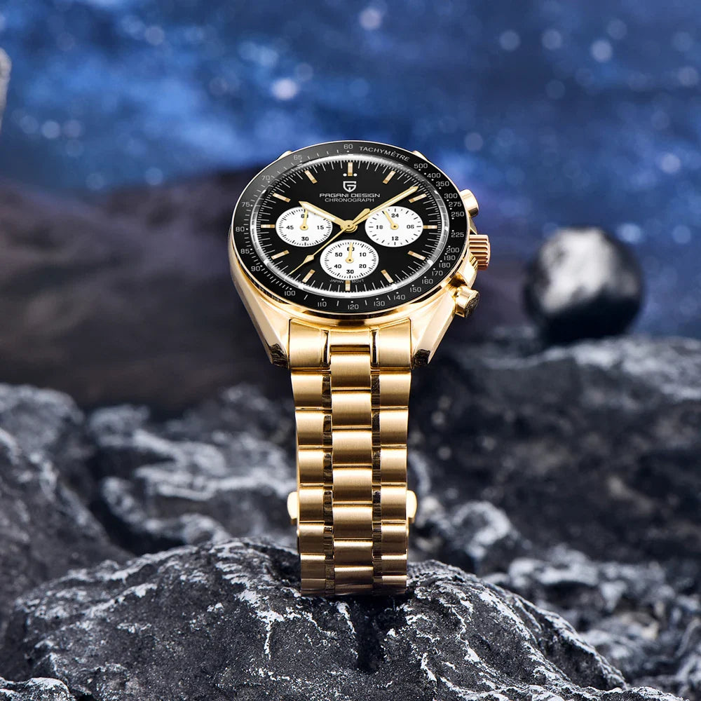 Nuovo Orologio da Uomo PAGANI DESIGN Golden Moon 2026, Orologio al Quarzo di Lusso, Cronografo Sportivo, Vetro Zaffiro AR, Impermeabile, Regalo