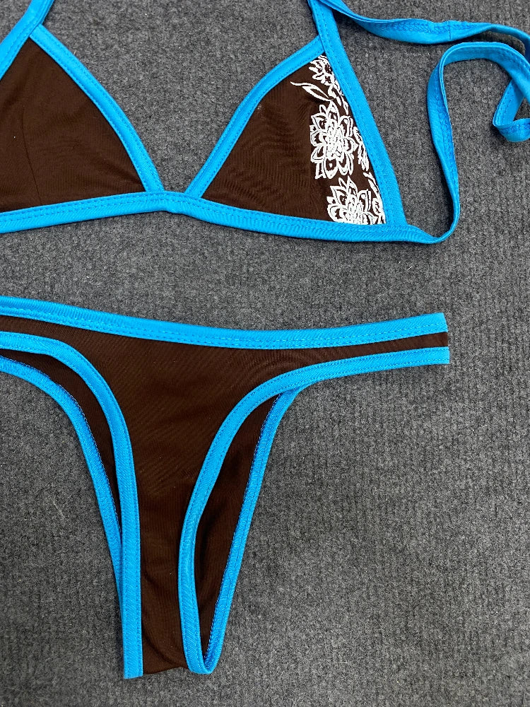 Nuovo bikini estivo 2026, costume da bagno due pezzi da donna, set a tinta unita, intimo stile Y2K