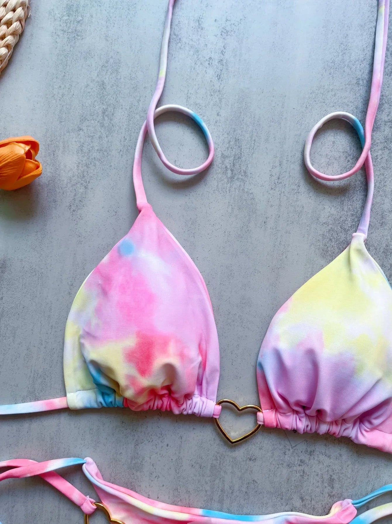 Costume da bagno bikini sexy da donna a tinta unita, due pezzi, rosso