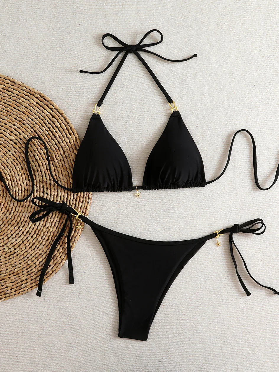 Micro Bikini Triangolare Sexy 2026, Costume da Bagno da Donna, Abbigliamento da Spiaggia, Set Bikini a Due Pezzi con Perizoma Estivo