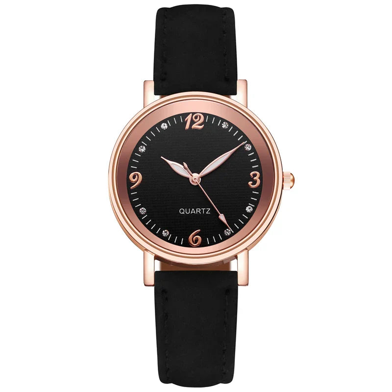 Orologio da donna alla moda con quadrante arabo, cinturino in pelle casual, orologi analogici al quarzo