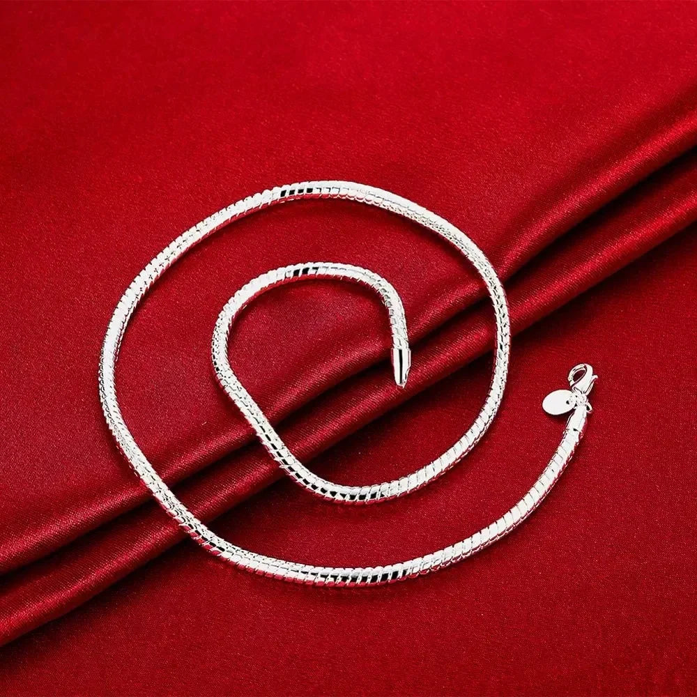 Fine 3MM Catena in osso di serpente Braccialetti in argento sterling 925 Collana Set di gioielli per uomo Donna Marchi di moda Regali di nozze per feste