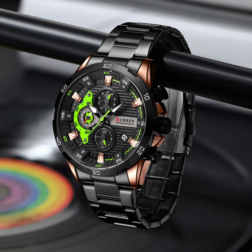 CURREN 8402 Orologio da uomo in acciaio inossidabile Moda creativa Quadrante luminoso con cronografo Orologio da uomo di lusso per il tempo libero reloj hombre