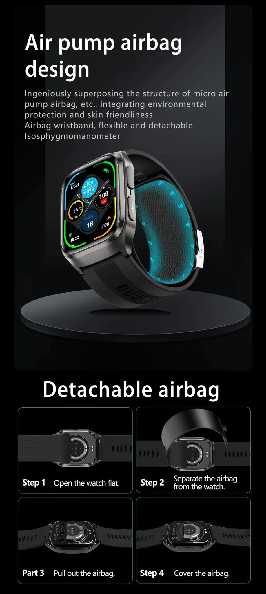 2026 Nuovo aggiornamento AI diagnostico Airbag pressione sanguigna precisa salute SmartWatch acido urico ECG lipidi nel sangue Smartwatch uomo donna