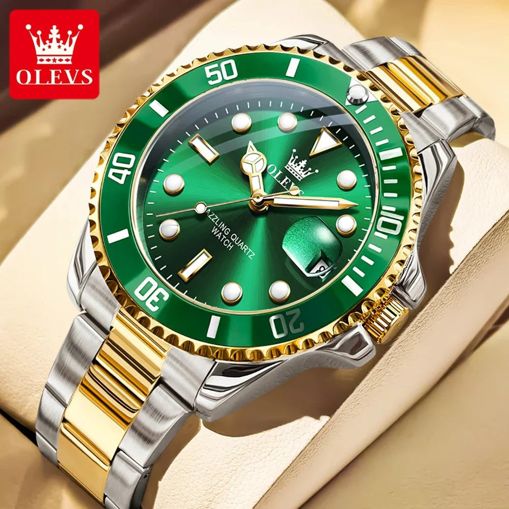OLEVS 5885 Orologio da uomo Orologio al quarzo impermeabile di marca originale Cinturino in acciaio inossidabile Data automatica Orologi da regalo da uomo per uomo
