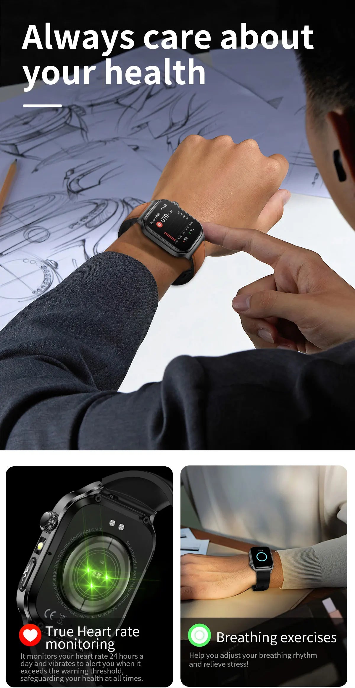 2026 Nuovo Misurazione Accurata Salute Smart Watch ECG + PPG Acido Urico Pressione Sanguigna Lipidi Nel Sangue Chiamata BT Smartwatch Per Le Donne Degli Uomini