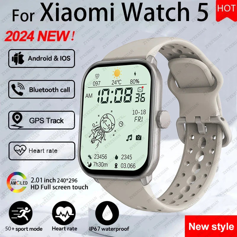 Per Xiaomi Watch 5 Smart Watch da uomo HD AMOLED schermo frequenza cardiaca chiamate Bluetooth localizzazione GPS Smartwatch sportivo impermeabile da donna