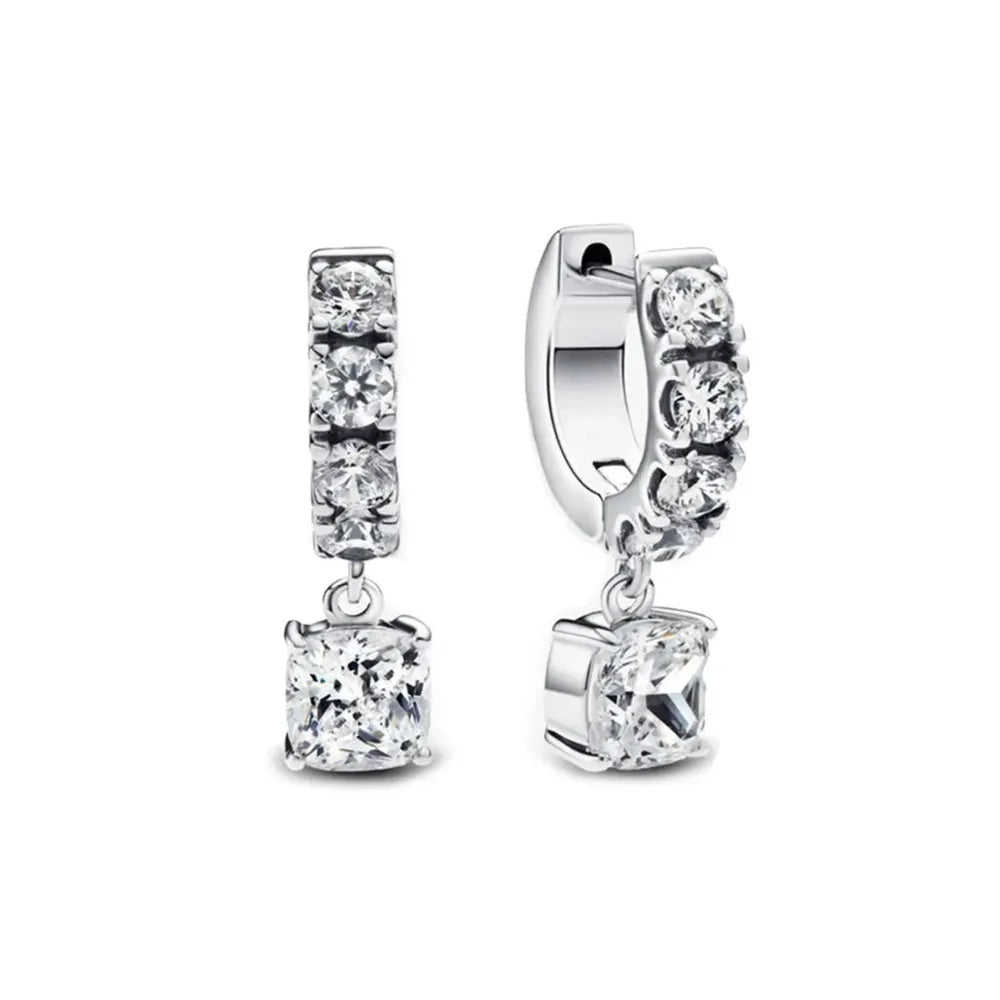 2025 Orecchini a cerchio in cristallo per le donne Orecchini gioielli Farfalla rosa Bule Moon Star Orecchini originali in argento sterling 925