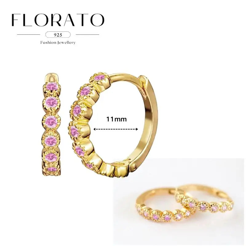Lussuosa geometria 925 orecchio in argento sterling Ago rosa serie zircone orecchini a cerchio pendenti dolce moda regali di gioielli da sposa