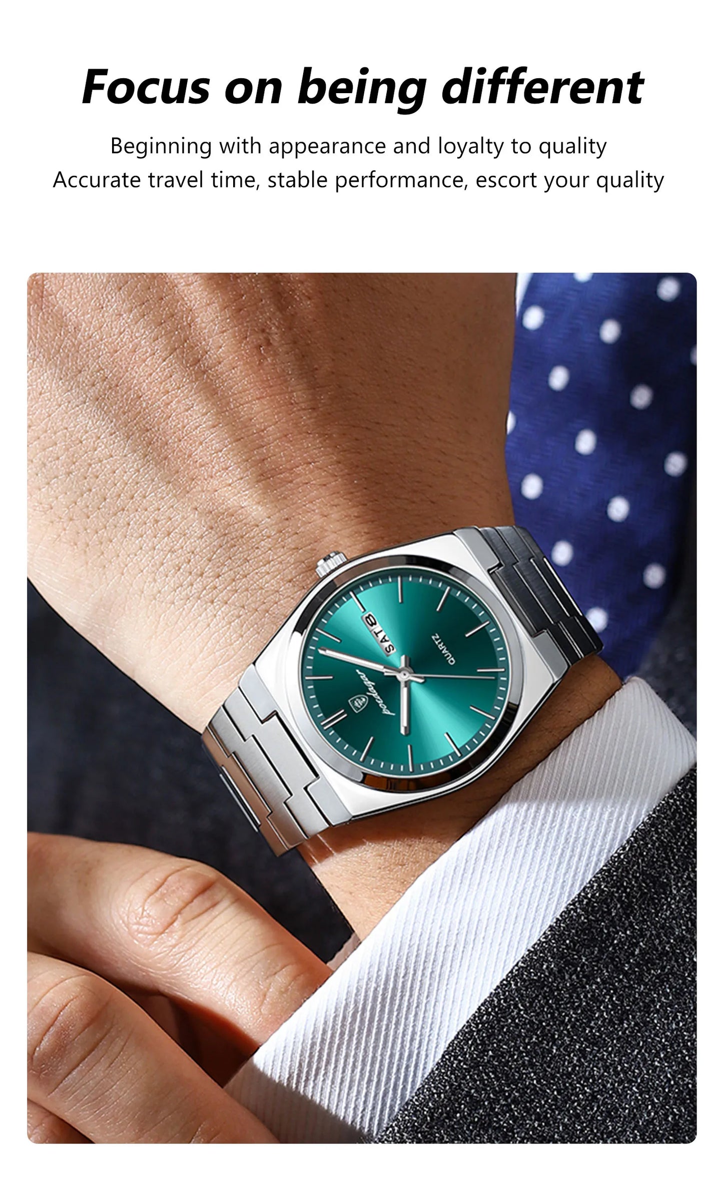 POEDAGAR Orologi da uomo di lusso Impermeabile luminoso Data Settimana Orologio da uomo in acciaio inossidabile Moda casual Orologio da polso da uomo al quarzo Reloj