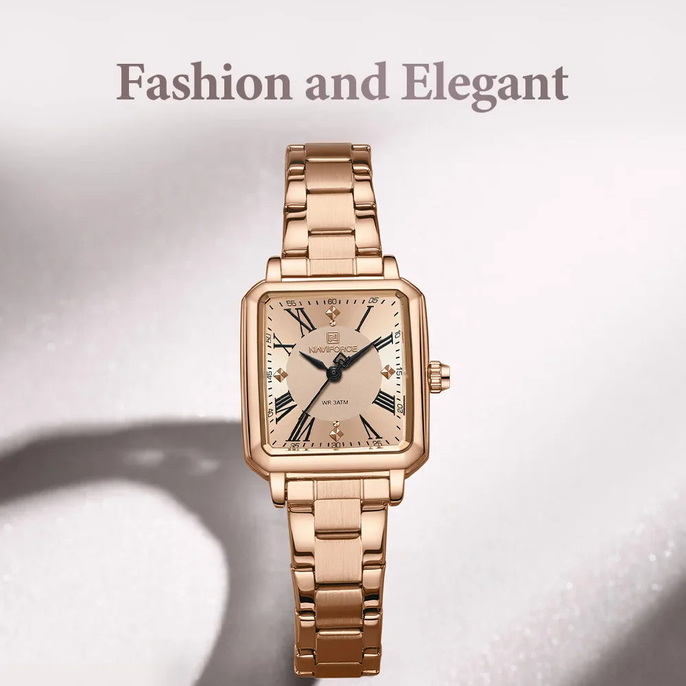 NAVIFORCE Orologio da donna alla moda per donna Orologio da polso da donna casual impermeabile al quarzo in acciaio inossidabile da regalare alla fidanzata 2025