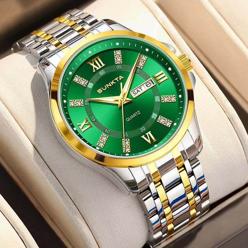 SUNKTA Orologio da Donna con Diamanti, Moda Creativa, Acciaio Impermeabile, Orologio al Quarzo Casual Luminoso con Bracciale