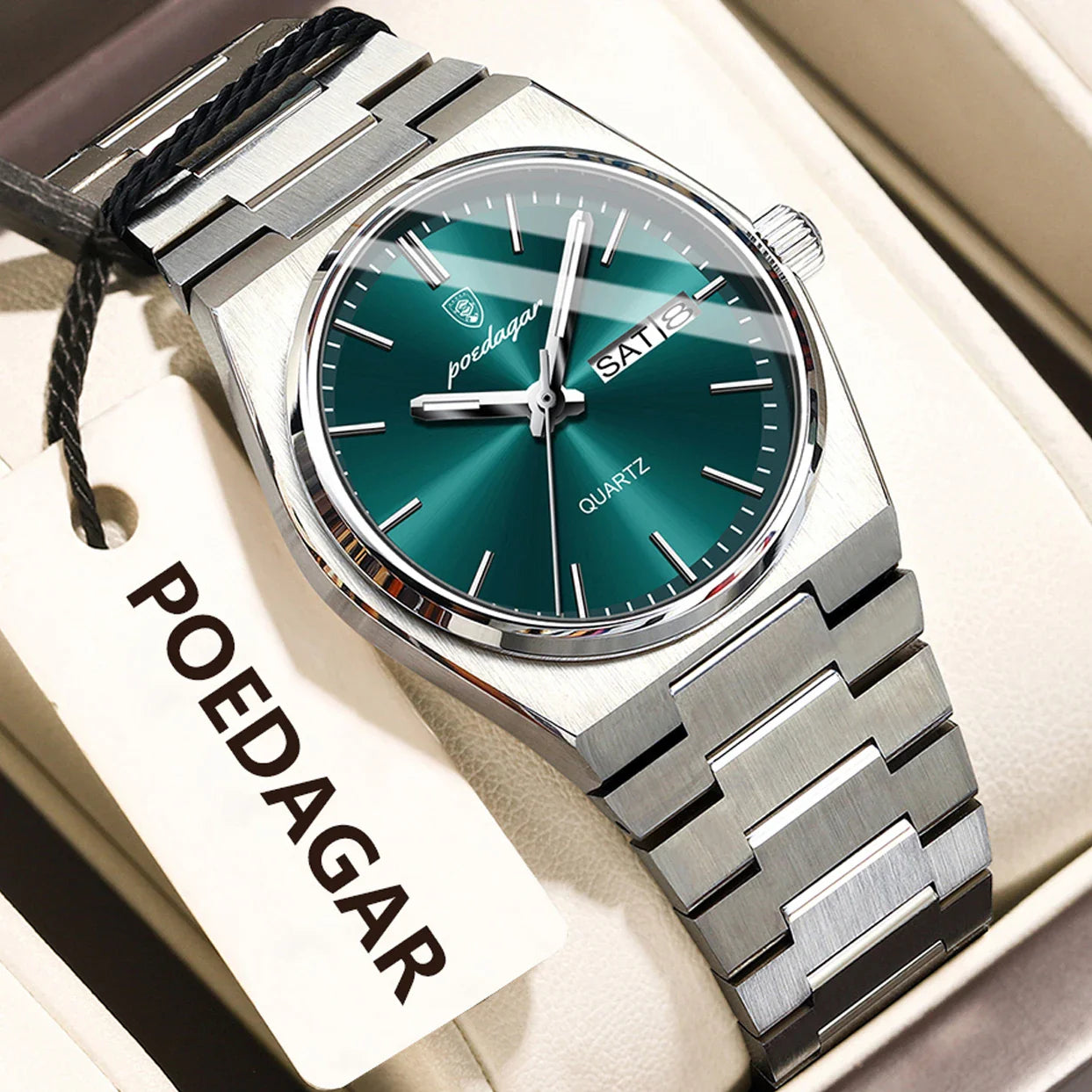 POEDAGAR Orologio da donna alla moda Orologio da polso da donna di lusso luminoso impermeabile in acciaio inossidabile Data settimana Orologi al quarzo da donna Reloj