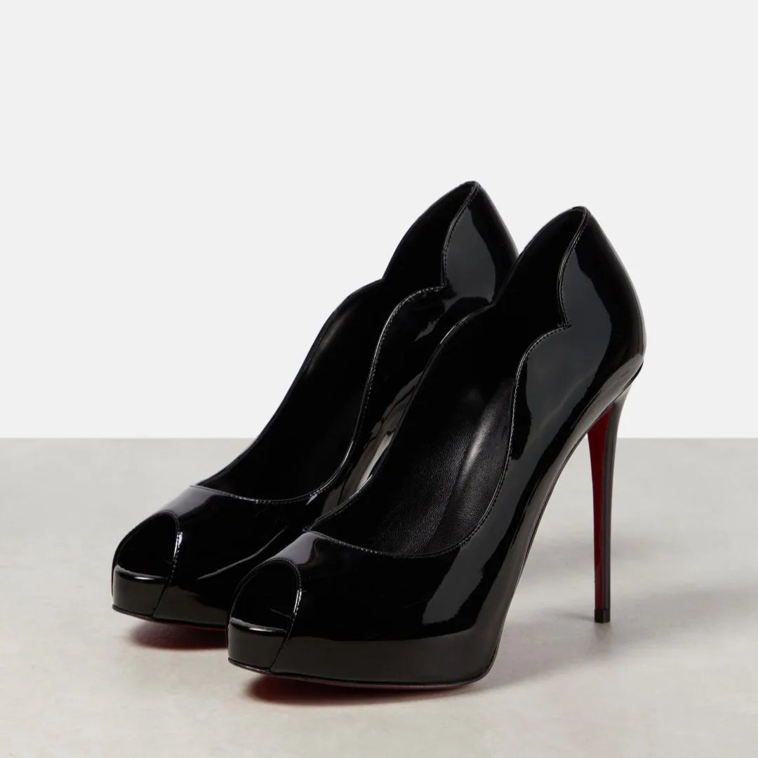 New Women's Open Toed Patent Leather  High Heels Shoes Ladies  Slim High Heels Fishmouth Shoes Sexy Party Shoes