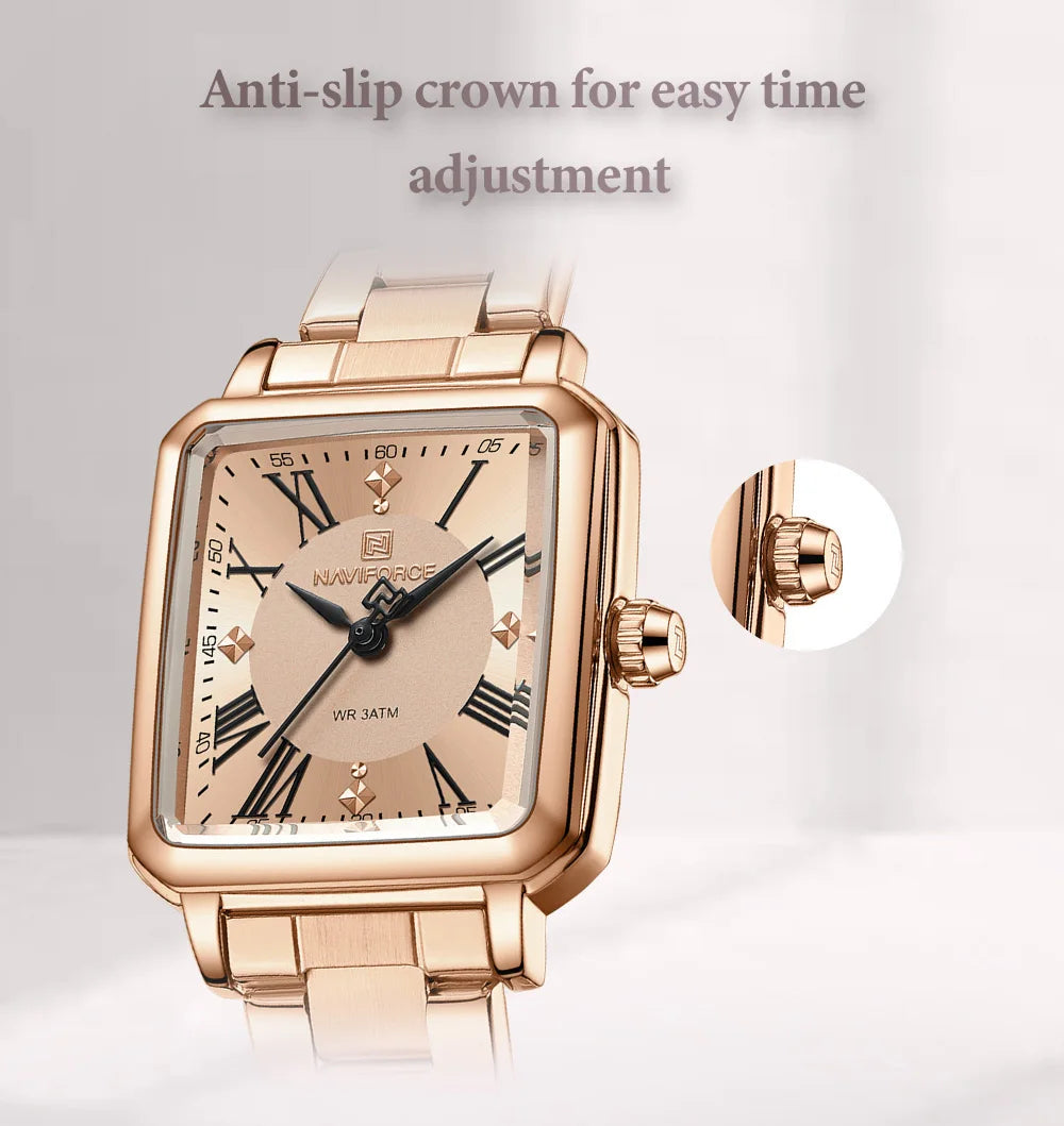 NAVIFORCE Orologio da donna alla moda per donna Orologio da polso da donna casual impermeabile al quarzo in acciaio inossidabile da regalare alla fidanzata 2025