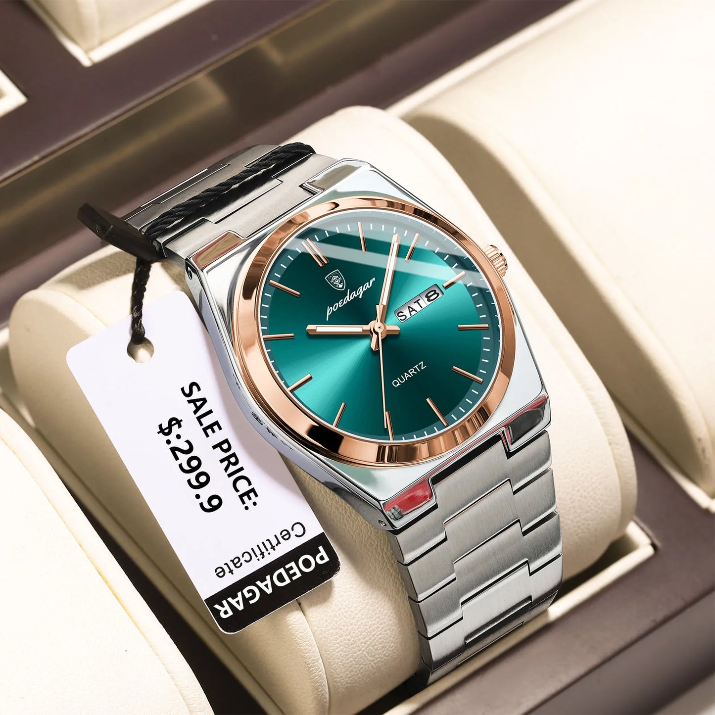 POEDAGAR Orologi da uomo di lusso Impermeabile luminoso Data Settimana Orologio da uomo in acciaio inossidabile Moda casual Orologio da polso da uomo al quarzo Reloj