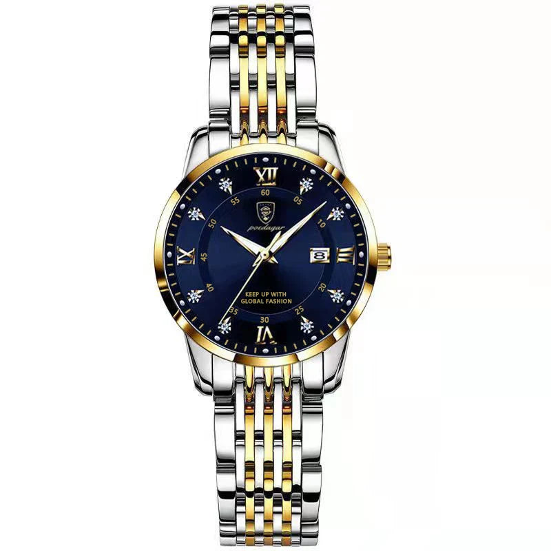 POEDAGAR Orologio da donna di lusso Orologio da donna impermeabile in acciaio inossidabile con data luminosa Orologi al quarzo da donna semplici e casual alla moda