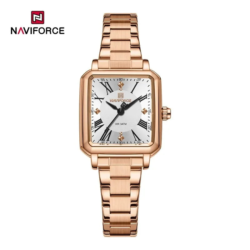 NAVIFORCE Orologio da donna alla moda per donna Orologio da polso da donna casual impermeabile al quarzo in acciaio inossidabile da regalare alla fidanzata 2025