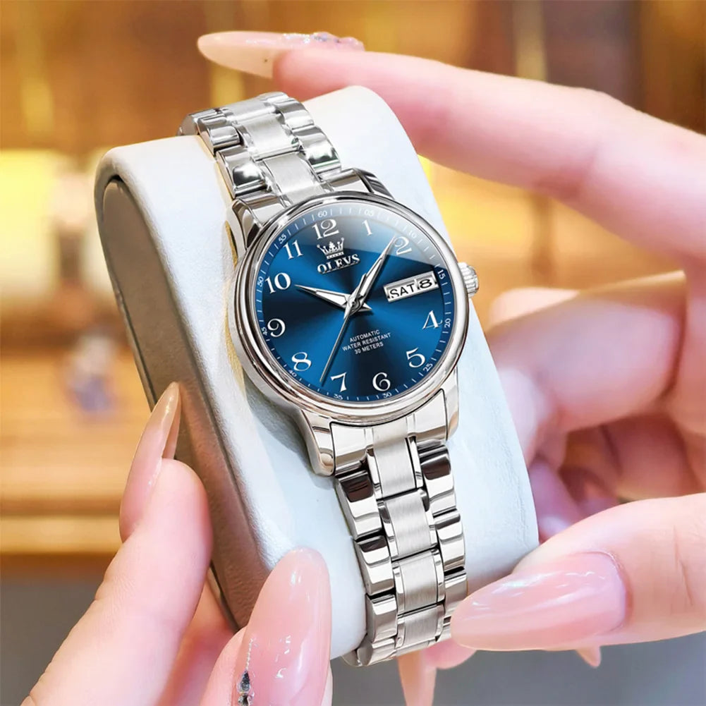 OLEVS Orologio di lusso di alta qualità per donna Orologio meccanico automatico da donna impermeabile in acciaio inossidabile Orologi da donna eleganti
