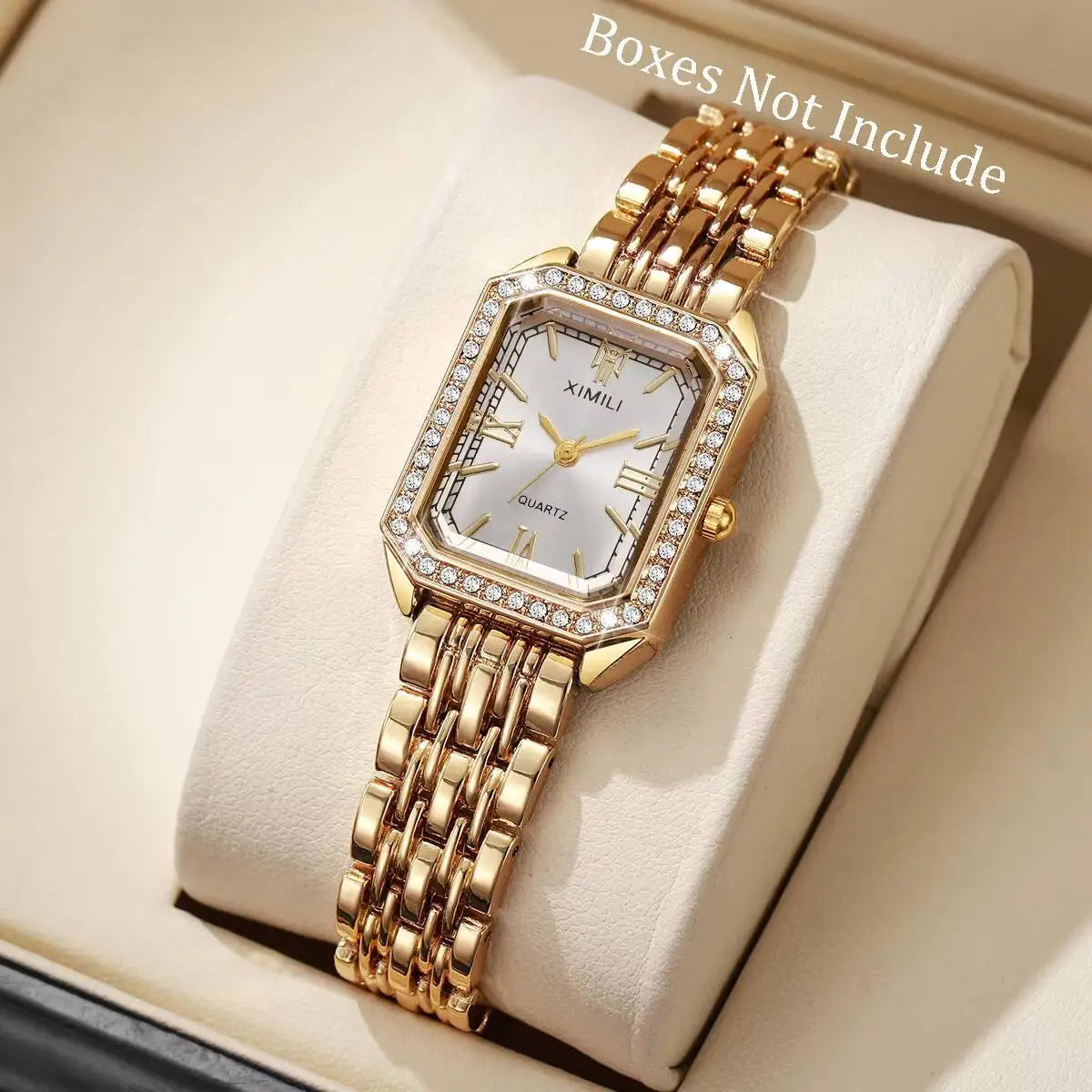 Orologi da donna rettangolari alla moda Orologio da donna al quarzo con strass Orologio da polso con cinturino Reloj Mujer (senza scatola)