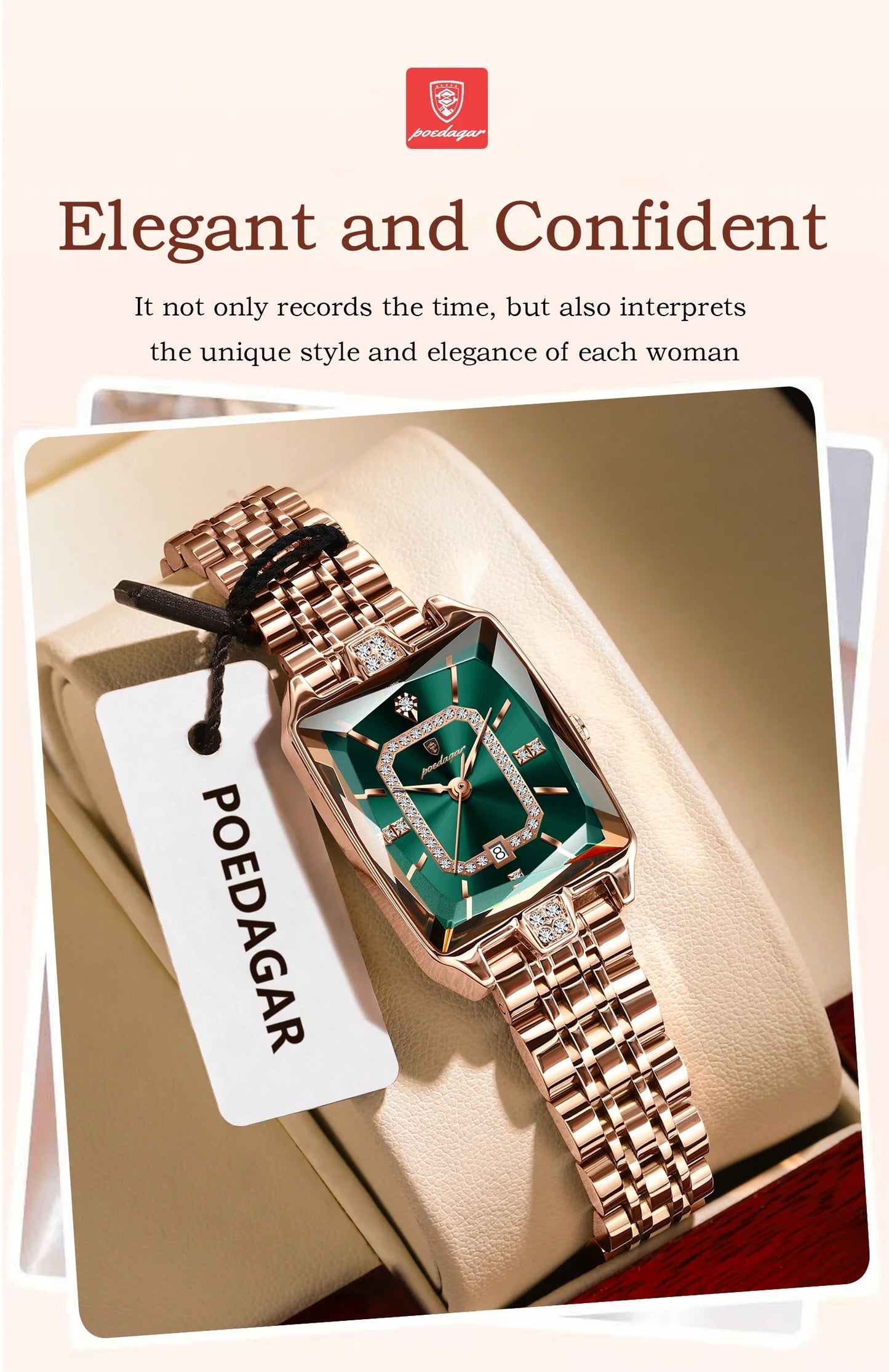 POEDAGAR Orologio da donna di lusso Impermeabile Data Orologio da polso da donna casual di alta qualità Orologio da donna elegante al quarzo in acciaio inossidabile