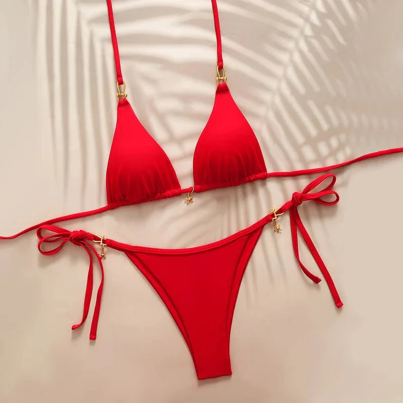 Micro Bikini Triangolare Sexy 2026, Costume da Bagno da Donna, Abbigliamento da Spiaggia, Set Bikini a Due Pezzi con Perizoma Estivo