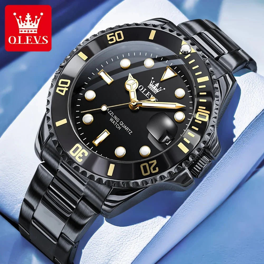 OLEVS 5885 Orologio da uomo Orologio al quarzo impermeabile di marca originale Cinturino in acciaio inossidabile Data automatica Orologi da regalo da uomo per uomo