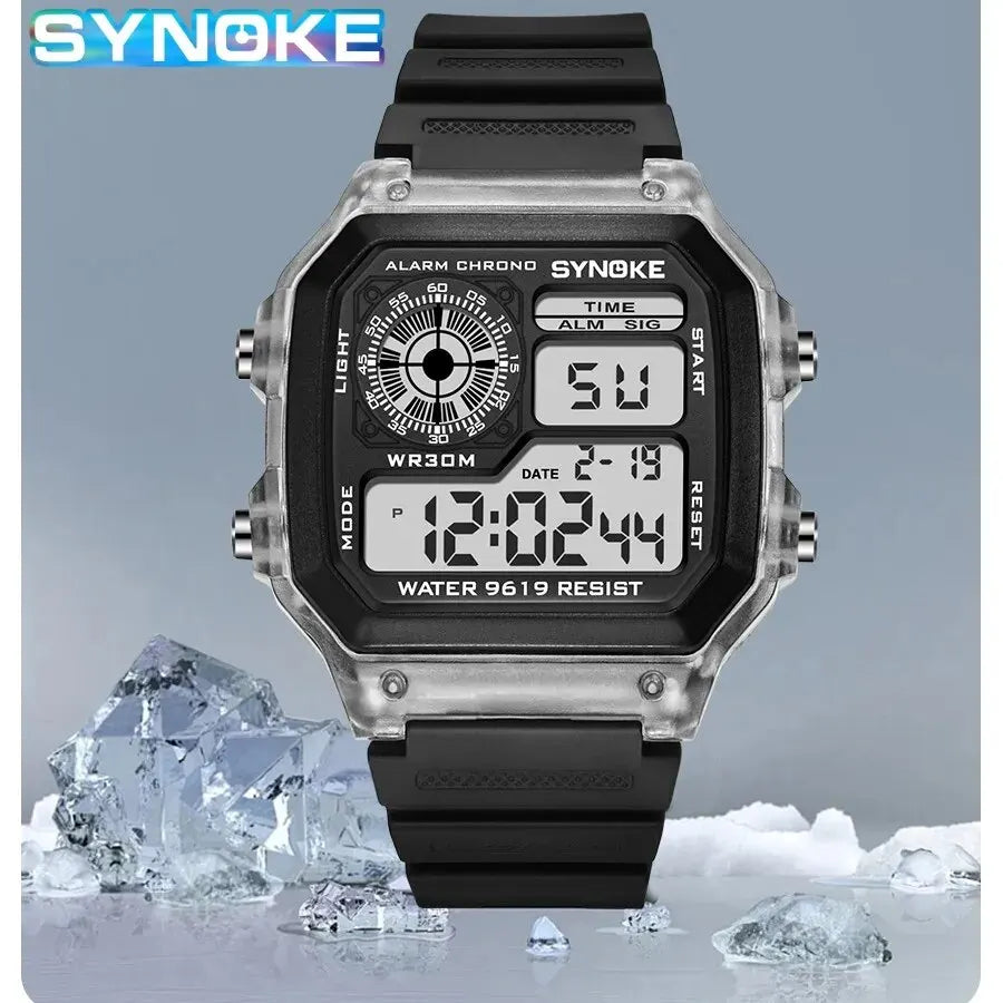 SYNOKE Digital Watches uomo sport luminoso multifunzione impermeabile orologio da polso da donna all'aperto e in esecuzione studente sette luci