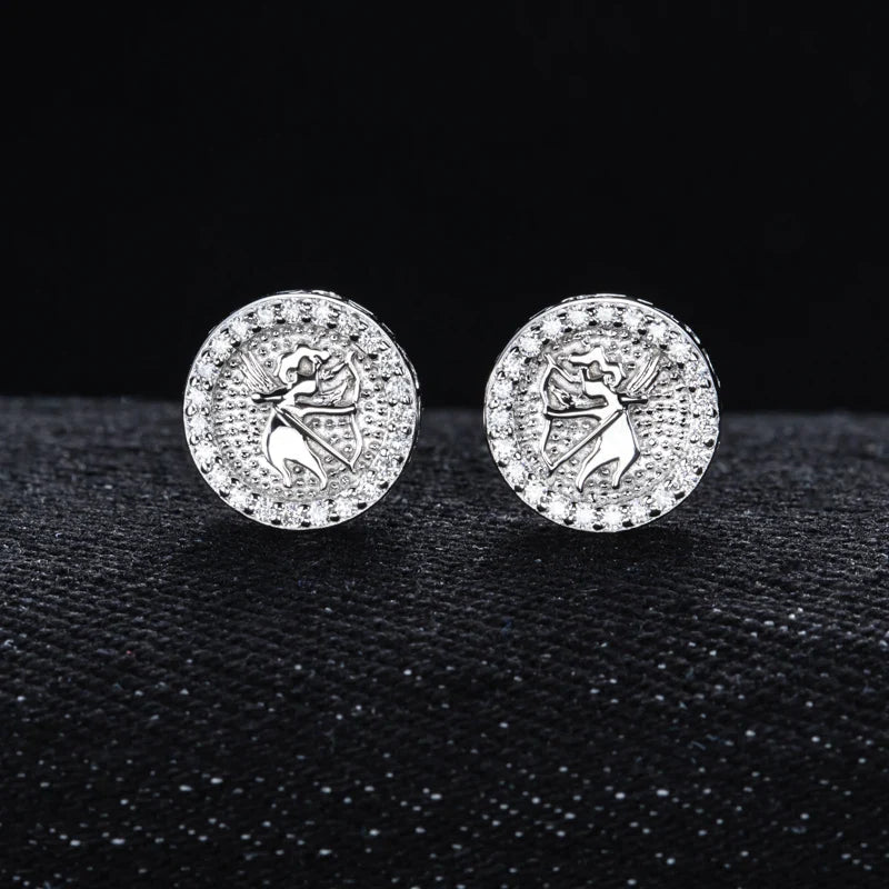 MossanRappr 0.4cttw Moissanite Angel Iced out Hip Hop Orecchini con perno 925 Sterling Silver D Colore Punk Gioielli di moda per gli uomini