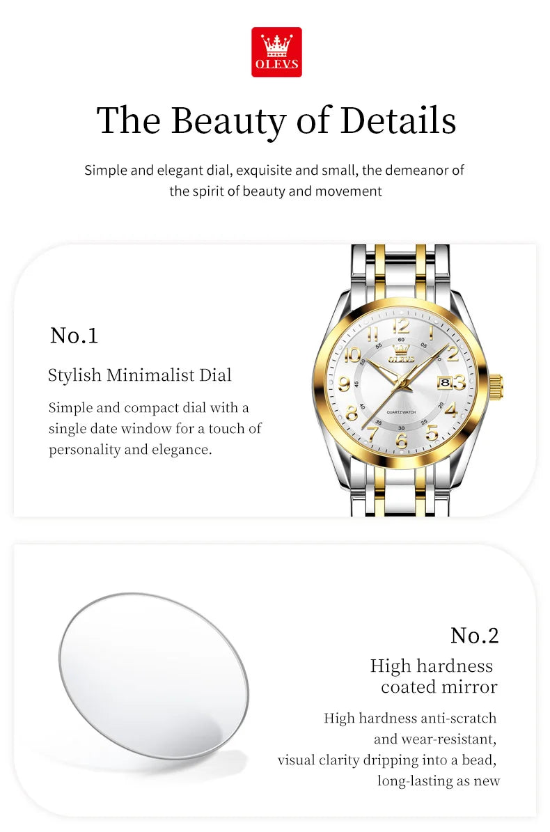 OLEVS 3666 Orologi da Donna Originali al Quarzo Impermeabili Luminosi Regalo per Donna Cronografo con Data Reloj Mujer