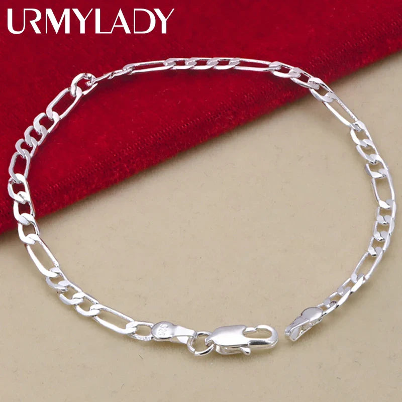 Nobile nuovo arriva 925 sterling silver 4MM catena per uomo donna braccialetto collana set di gioielli signora regali di Natale charms matrimonio